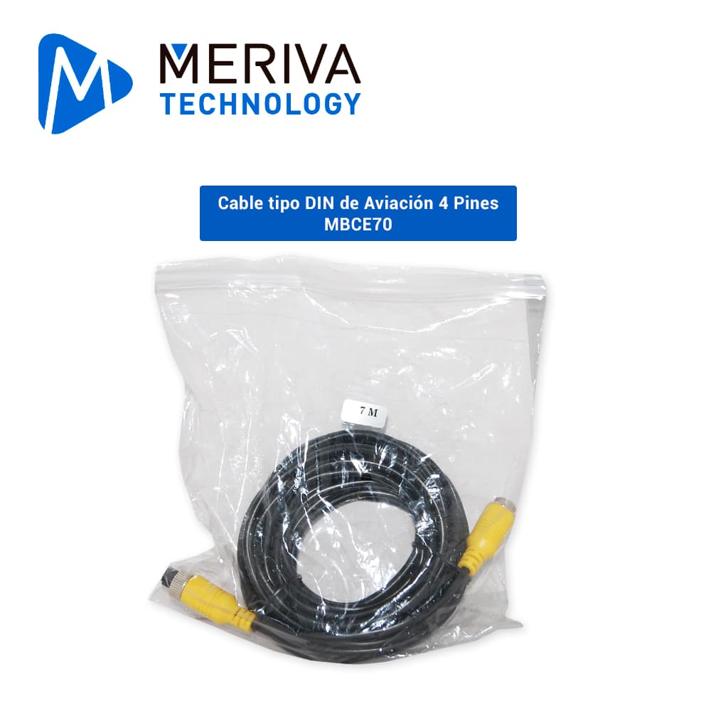 CABLE DIN DE AVIACION SERIE ECO MERIVA TECHNOLOGY MBCE70 / 4 PINES / 7 METROS / COMPATIBLE CON CAMARAS AHD - Miniatura 4
