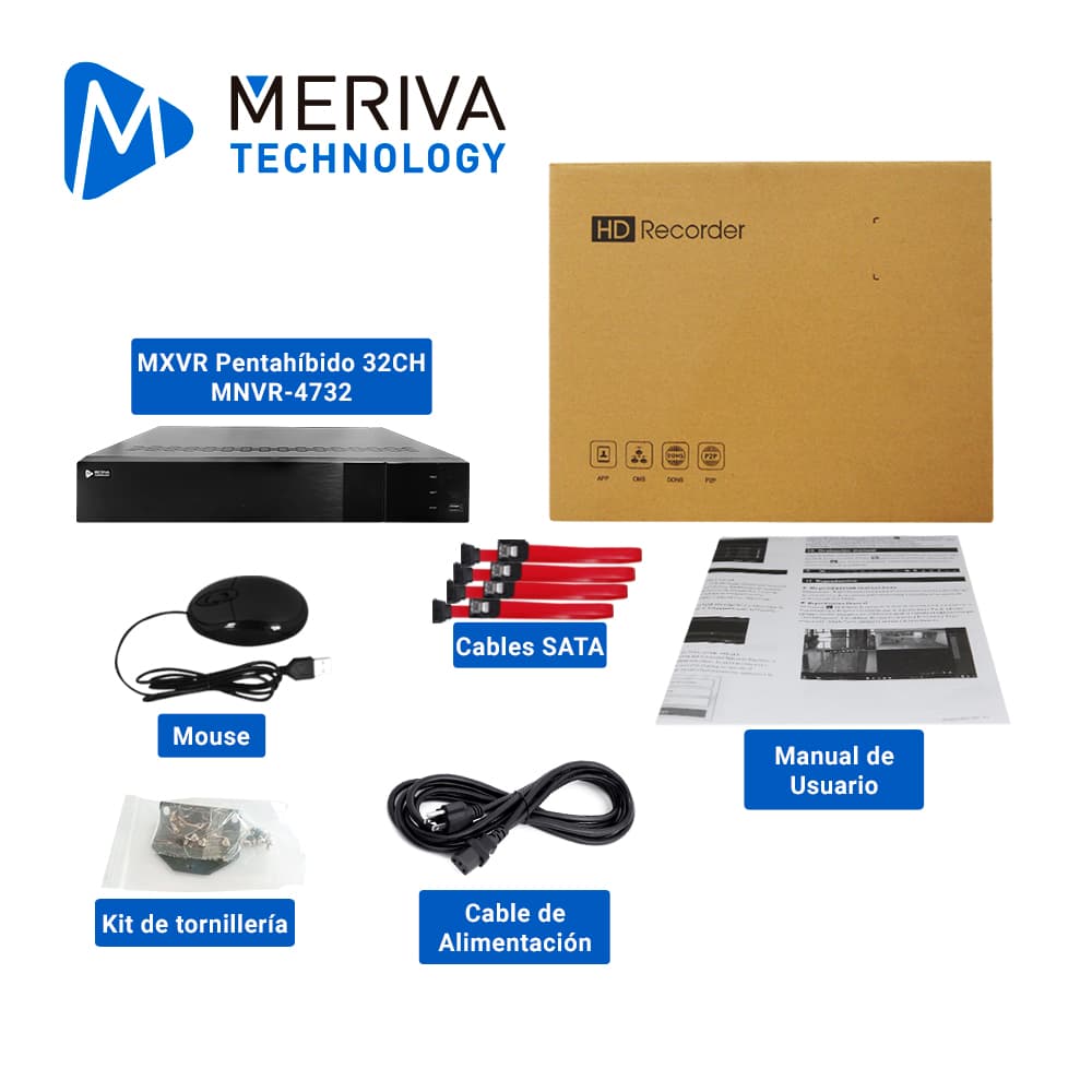 NVR 32 CH IP 12MP MERIVA TECNOLOGY MNVR-4732 / NO POE / ONVIF / SALIDA 2 HDMI + 1 VGA  / ANALITICAS MIA 2.0 INTELIGENCIA ARTIFICIAL / RECONOCIMIENTO FACIAL / RECONOCIMIENTO DE PLACA CON MAPR-200 Y/O MAPR-400N LPR / HASTA 4 HDD 10 TB CU / ALARMA I;O   - Miniatura 5