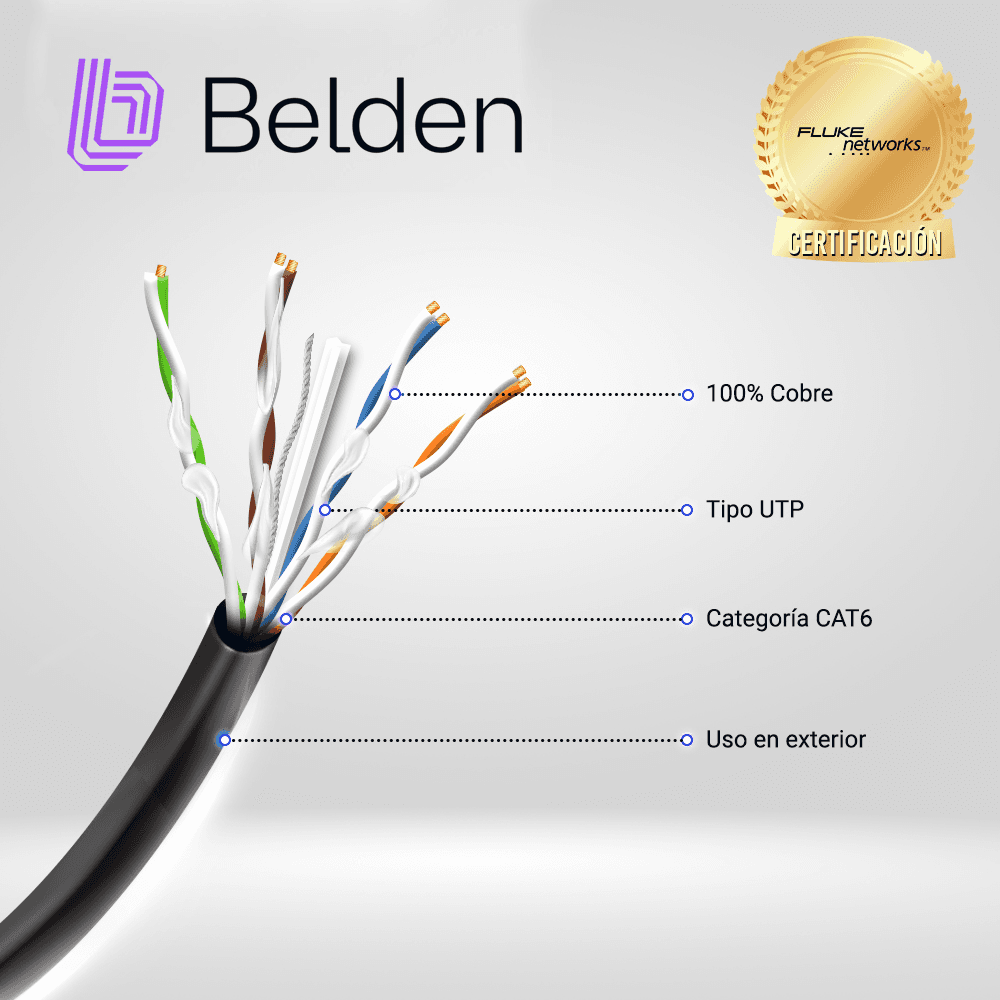CABLE OSP UTP CAT6 BELDEN OSP6U 0101000 / EXTERIOR / NEGRO / 350MHZ / 4 PARES / 24 AWG / FORRO POLIETILENO / BOBINA / 1,000 PIES 305 METROS - Miniatura 3