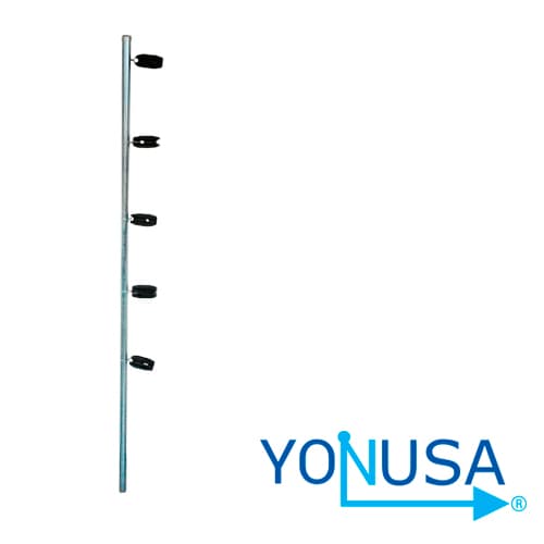 POSTE ESQUINA PREMIUM YONUSA CIRCULAR 1PULGADA DE DIAMETRO PARA ESQUINA DE 1.20MTS GALVANIZADO CON 5 AISLADORES - Miniatura 2