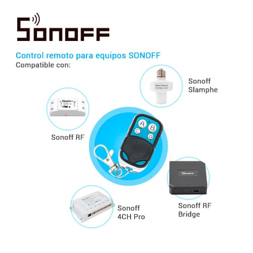 CONTROL REMOTO RF SONOFF REMOTE 433 4 BOTONES TAPA DESLIZABLE BATERIA 27A FRECUENCIA 433.92 MHZ CODIGO FIJO - Miniatura 3