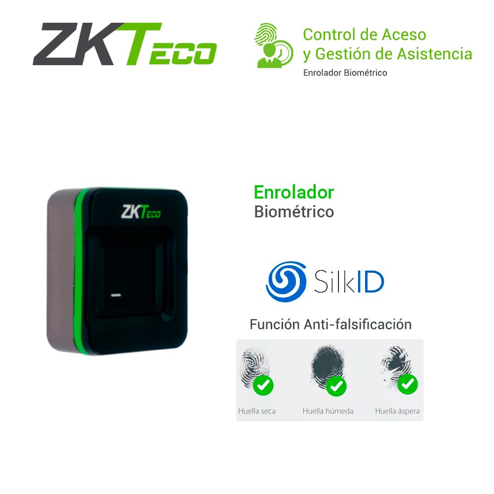ENROLADOR BIOMETRICO USB ZKTECO SLK20R COMPATIBLE CON ZKBIO CVSECURITY, ZKBIO CVACCESS, BIOTIME PRO, REGISTRA HUELLAS CON TECNOLOGIA SILKID *SDK SIN COSTO* - Miniatura 3
