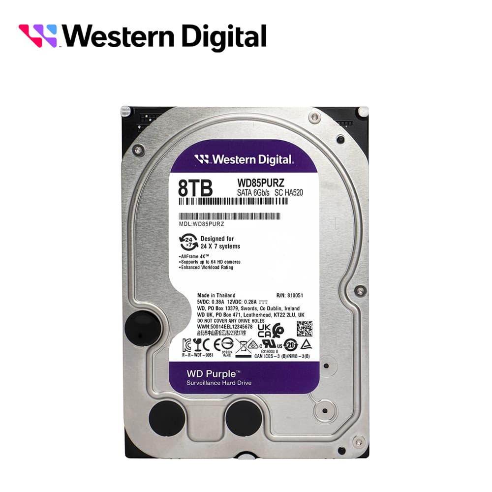 DISCO DURO DD 8TB SATA WD PURPLE WD85PURZ SATA 3.5 5640 RPM 256MB CACHE OPTIMIZADO PARA VIDEOVIGILANCICOMPATIBLE CON DVR Y NVR DE CUALQUIER MARCA - Miniatura 2