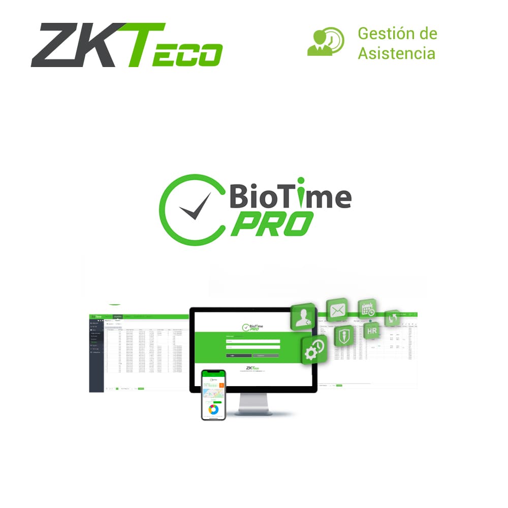 LICENCIA BIOTIME PRO 2.0  ZKBTPRO-P20 STANDARD ZKTECO PARA 20 EQUIPOS DE ASISTENCIA CON TECNOLOGIA ADMS/ 2,000 EMPLEADOS / 1 APP / 2 MULTIEMPRESAS LICENCIA PERMANENTE - Miniatura 2