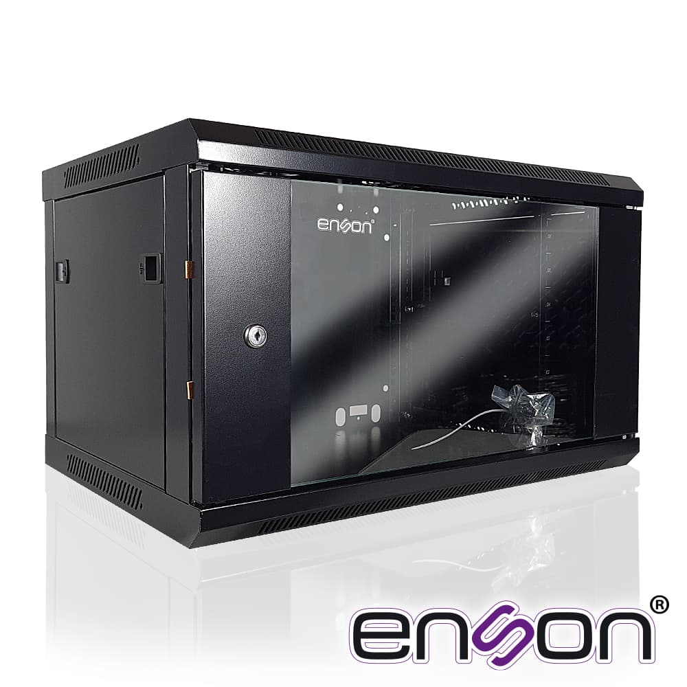 GABINETE DE PARED ENSON ENS-RKGB6UD 6UR PUERTA FRONTAL DE CRISTAL TEMPLADO CON CERRADURA DE SEGURIDAD RANURAS DE VENTILACION EN LA PARTE SUPERIOR PARA 2 VENTILADORES DE 11 CM 600X450X368MM, REQUIERE ENSAMBLAJE - Miniatura 2