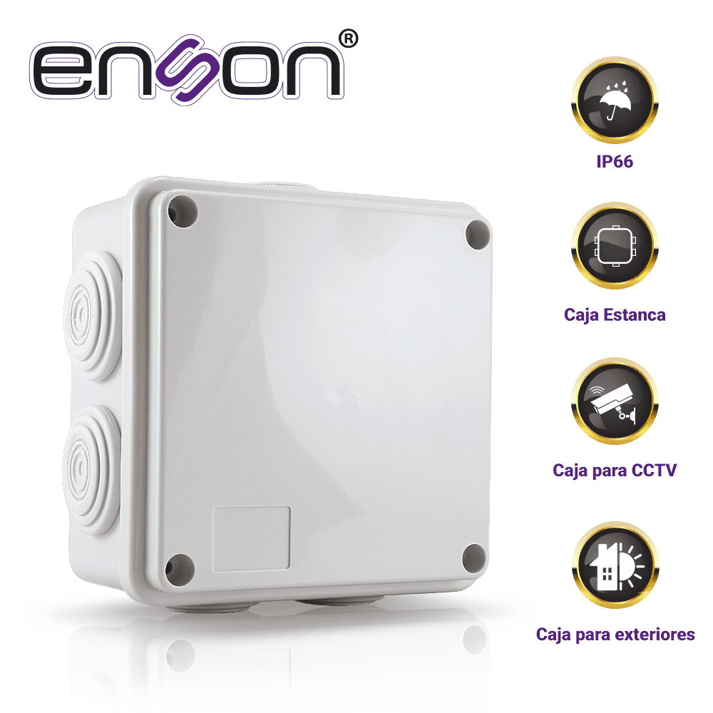 CAJA DE PLASTICO ENSON ENS-PCB1010 100X100X50 MM CON SELLO DE GOMA GRADO DE PROTECCION IP66 MULTIPLES CONEXIONES A TUBERIA DE 1 PULGADA - Miniatura 2