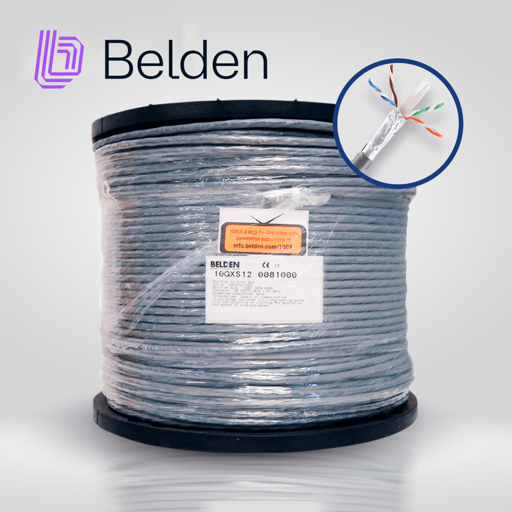 CABLE UTP CAT6A BELDEN 10GXS12 0081000 / INTERIOR / GRIS / 625MHZ / 4 PARES / 23 AWG / FORRO PVC / CMR / CERTIFICABLE / BOBINA / 1,000 PIES 305 METROS - Miniatura 2