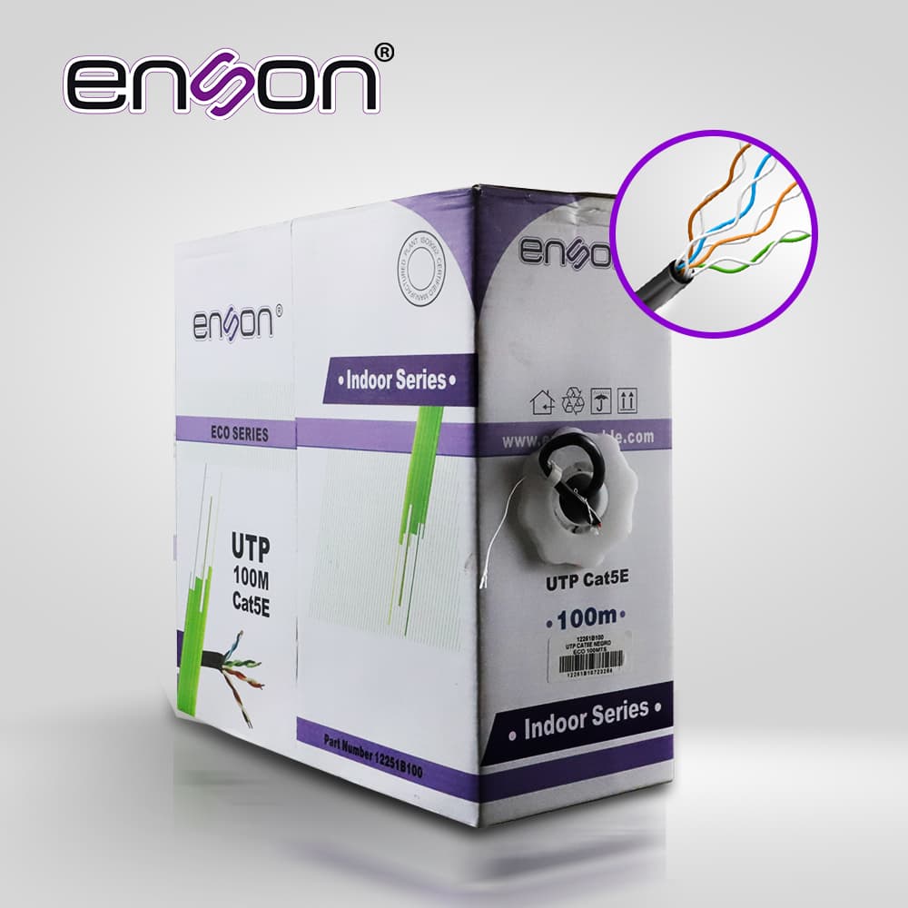CABLE UTP CAT5E ENSON 12251B100 SERIE ECO CAL. 24AWG CCA BOBINA DE 100MTS  PVC NEGRO USO INTERIOR - Miniatura 2