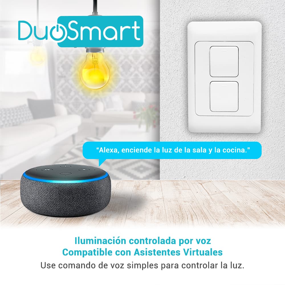 SWITCH APAGADOR WIFI 2.4 GHZ DUOSMART A20  DE 2 UNIDADES COMPATIBLE CON ALEXA Y GOOGLE HOME CON TEMPORIZADORES COMPATIBLE CON APP DUOSMART - Miniatura 5