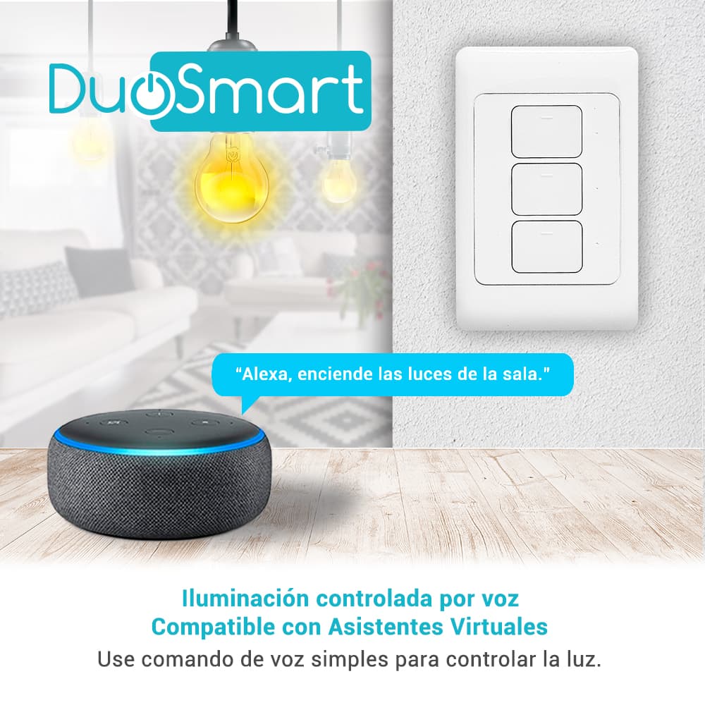 SWITCH APAGADOR WIFI 2.4 GHZ DUOSMART A30  DE 3 UNIDADES COMPATIBLE CON ALEXA Y GOOGLE HOME CON TEMPORIZADORES COMPATIBLE CON APP DUOSMART - Miniatura 5