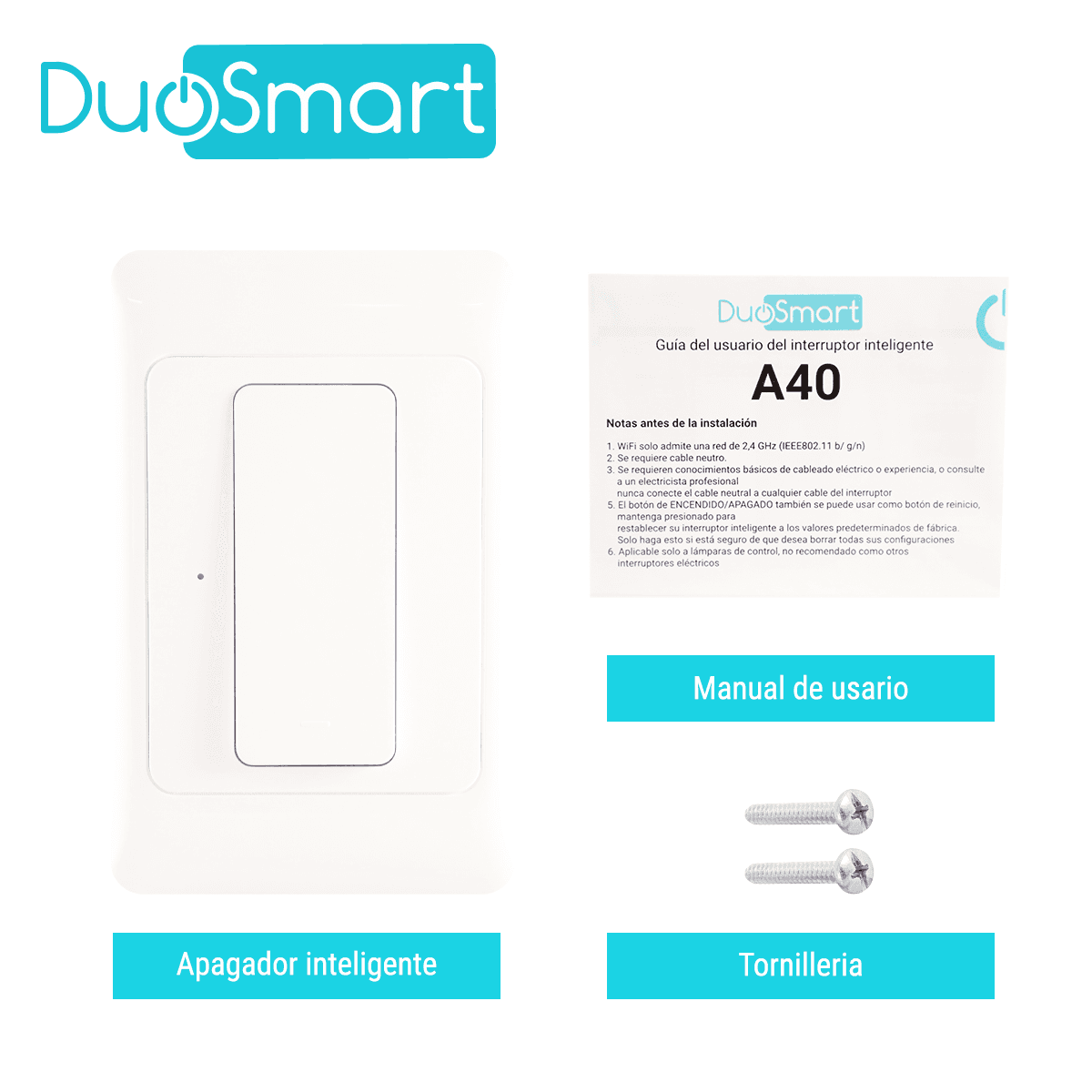 SWITCH APAGADOR DE ESCALERA WIFI 2.4 GHZ DUOSMART A40  COMPATIBLE CON ALEXA Y GOOGLE HOME CON TEMPORIZADORES COMPATIBLE CON ESCENAS DE AUTOMATIZACION EN CONJUNTO CON OTROS DISPOSITIVOS - Miniatura 6