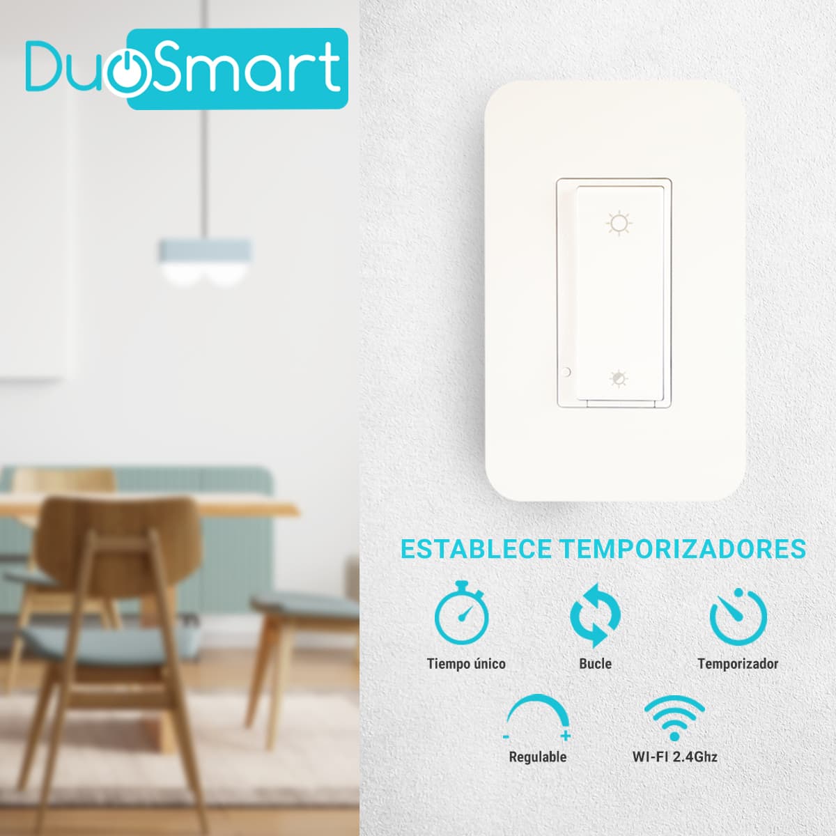 SWITCH APAGADOR CON REGULADOR DE INTENSIDAD WIFI 2.4 GHZ DIMMER DUOSMART A50 COMPATIBLE CON ALEXA Y GOOGLE HOME CON TEMPORIZADORES COMPATIBLE CON ESCENAS DE AUTOMATIZACION EN CONJUNTO CON OTROS DISPOSITIVOS - Miniatura 4