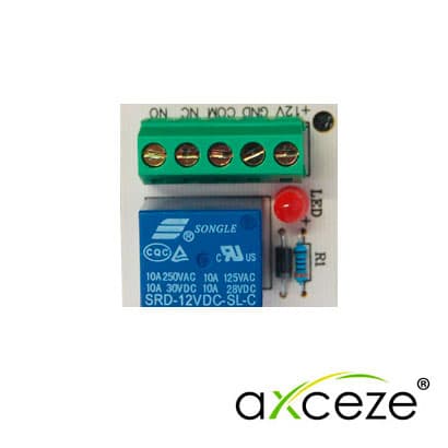 MODULO RELEVADOR MULTIPROPOSITO AXCEZE   AX-RELAY5 ALIMENTACION A 12V-40MA EN SUS CONTACTOS SOPORTA HASTA 125VCA-10A - Miniatura 2