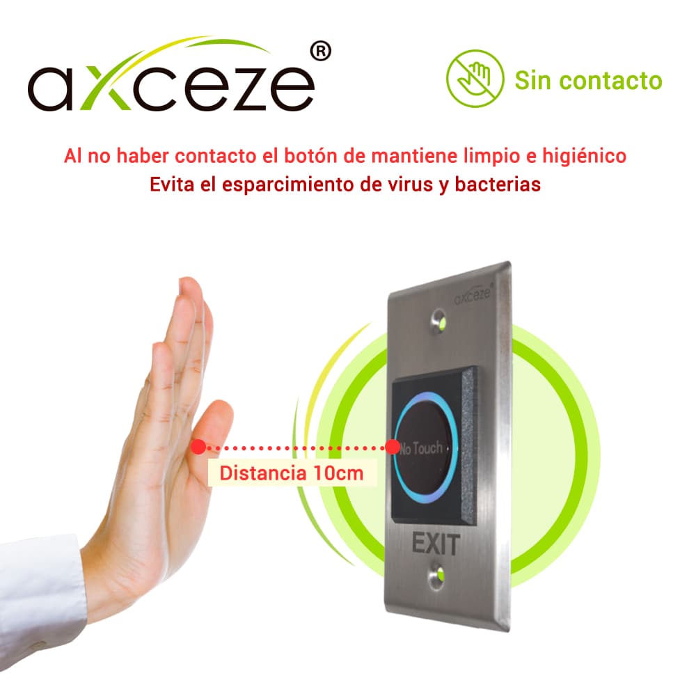 BOTON SIN CONTACTO NO-TOUCH AX-TOUCH1 RELAY INTEGRADO BOTON DE ACTIVACION INMEDIATA CON LED. - Miniatura 3