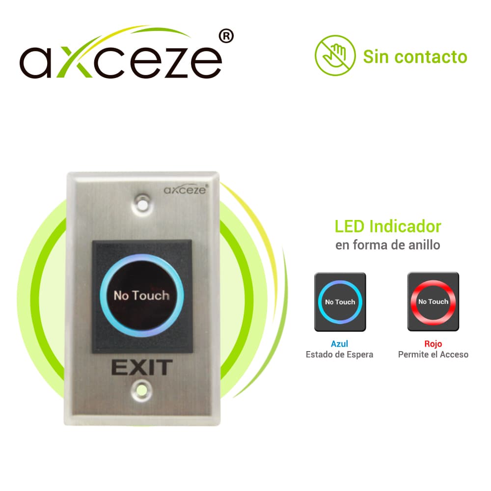 BOTON SIN CONTACTO NO-TOUCH AX-TOUCH1 RELAY INTEGRADO BOTON DE ACTIVACION INMEDIATA CON LED. - Miniatura 4