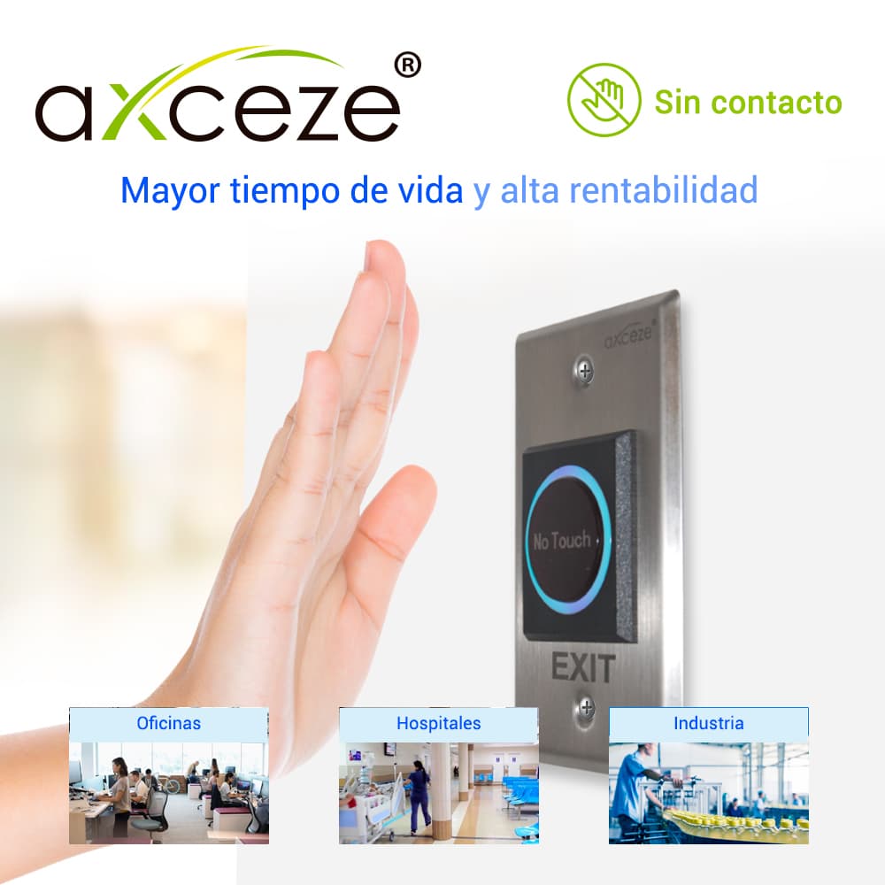 BOTON SIN CONTACTO NO-TOUCH AX-TOUCH1 RELAY INTEGRADO BOTON DE ACTIVACION INMEDIATA CON LED. - Miniatura 5