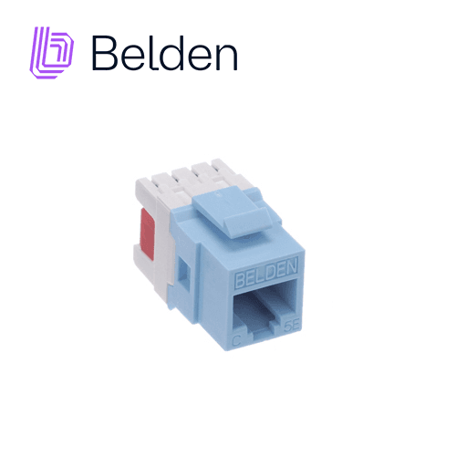 CONECTOR MODULAR JACK RJ45 CAT5E BELDEN AX101315 ESTILO KEYCONNECT AZUL CLARO COMPATIBLE CON FACEPLATE AX102660,AX102655,AX102249 PATCH PANEL MODULAR AX103114,AX103115,AX104599 ESQUEMA DE CABLEADO T568A/B HERRAMIENTA COMPATIBLE AX100749 USO INTERIOR  - Miniatura 2
