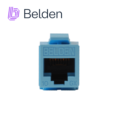CONECTOR MODULAR JACK CAT6A RJ45 BELDEN AX102288 / KEYCONNECT / INTERIOR / AZUL CLARO / PIEZA - Miniatura 2