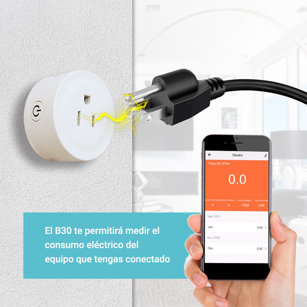 CONTACTO ELECTRICO DE SOBREPONER WIFI DUOSMART B30 FUNCION ON/OFF WIFI 2.4 GHZ COMPATIBLE CON APP DUOSMART CON FUNCION CON CONSUMO DE ENERGIA - Miniatura 5