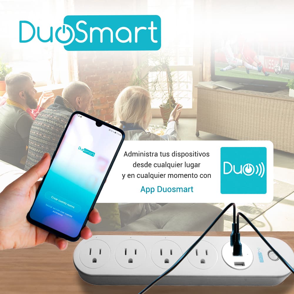 BARRA MULTICONTACTO WIFI DUOSMART B50 CON CONTROL INDEPENDIENTE DE CONTACTOS Y USB COMPATIBLE CON APP DUOSMART - Miniatura 4