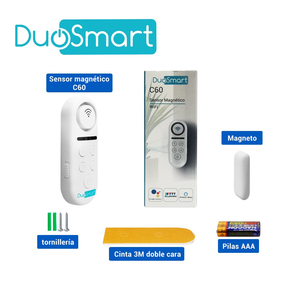 SENSOR MAGNETICO WIFI 2.4 GHZ DUOSMART C60 CON SIRENA INCLUIDA 2 MODOS DE OPERACION 2 SONIDOS DE NOTIFICACION COMPATIBLE CON ESCENAS EN APP Y EN ASISTENTES VIRTUALES ALEXA Y GOOGLE HOME **NO ACEPTA DISPOSITIVOS ADICIONALES** - Miniatura 6