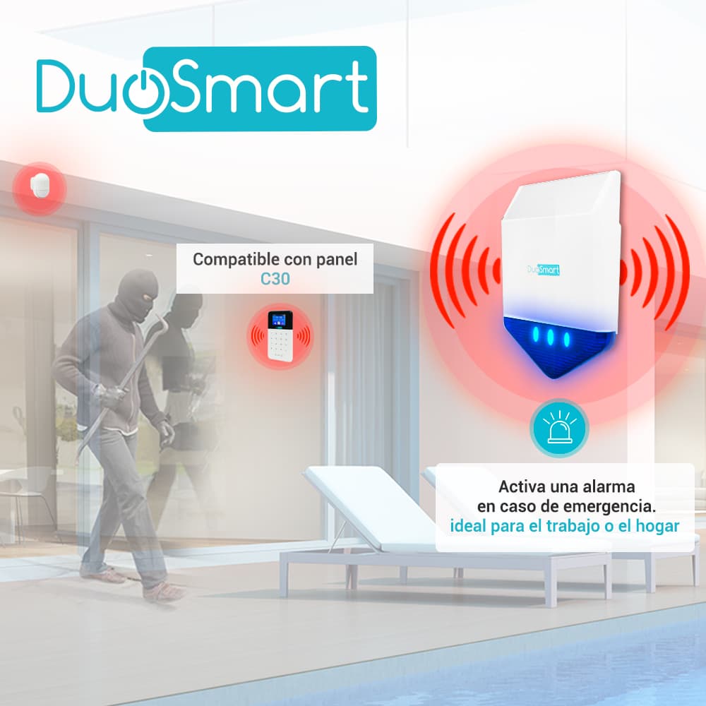 SIRENA/ESTROBO INALAMBRICA RF DUOSMART CSIREN1 **COMPATIBLE CON PANEL C30** - Miniatura 4
