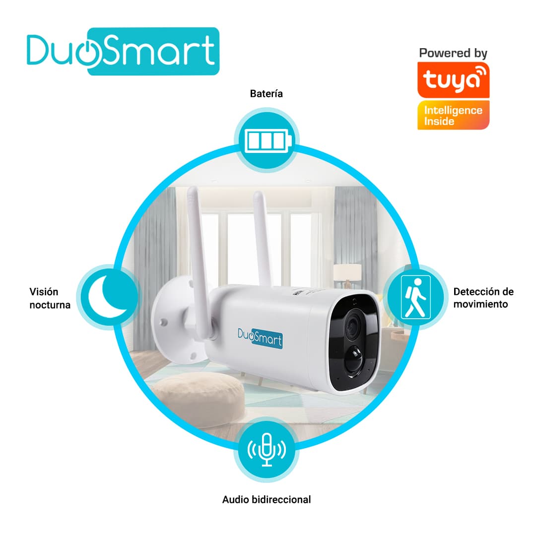 CAMARA INTELIGENTE 100 POR CIENTO INALAMBRICA DUOSMART E41 WIFI 2.4 GHZ 3MP COMPATIBLE CON APP DUOSMART CON BATERIA RECARGABLE INTEGRADA DE LARGA DURACION CON AUDIO BIDIRECCIONAL GRABACION POR DETECCION DE MOVIMIENTO EN MICROSD DE HASTA 128GB (NO INC - Miniatura 5