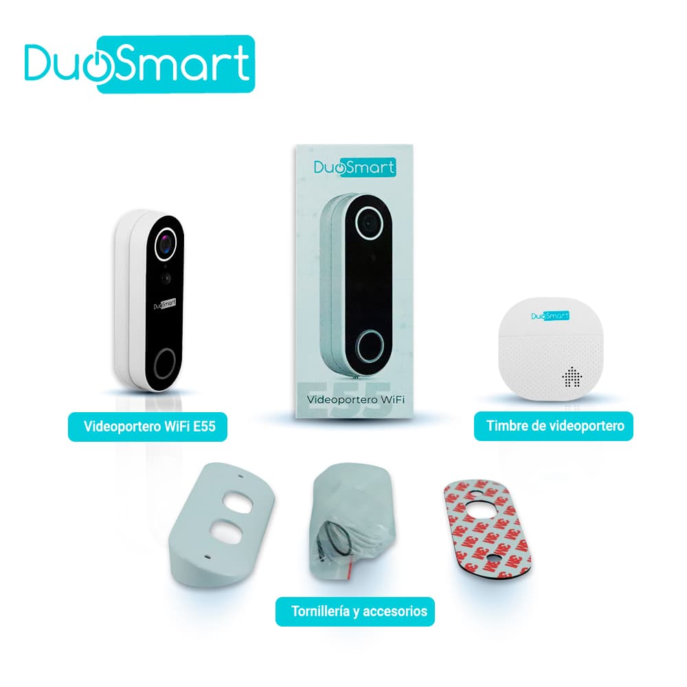 VIDEOPORTERO WIFI DUOSMART E55 2MP NOTIFICACIONES PUSH COMPATIBLE CON APP DUOSMART Y SOPORTE DE TARJETA DE MEMORIA MICROSD DE HASTA 128 GB (NO INCLUIDA) - Miniatura 5