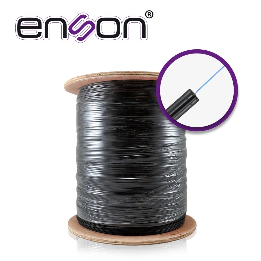 CARRETE DE FIBRA OPTICA ENSON ENS-DF1COS2, DROP MONOMODO OS2 DE 1 HILO (9/125 MICRAS), INTERIOR/EXTERIOR, DIELECTRICA, FORRO NEGRO, 1000 METROS (1 KM) - Miniatura 2