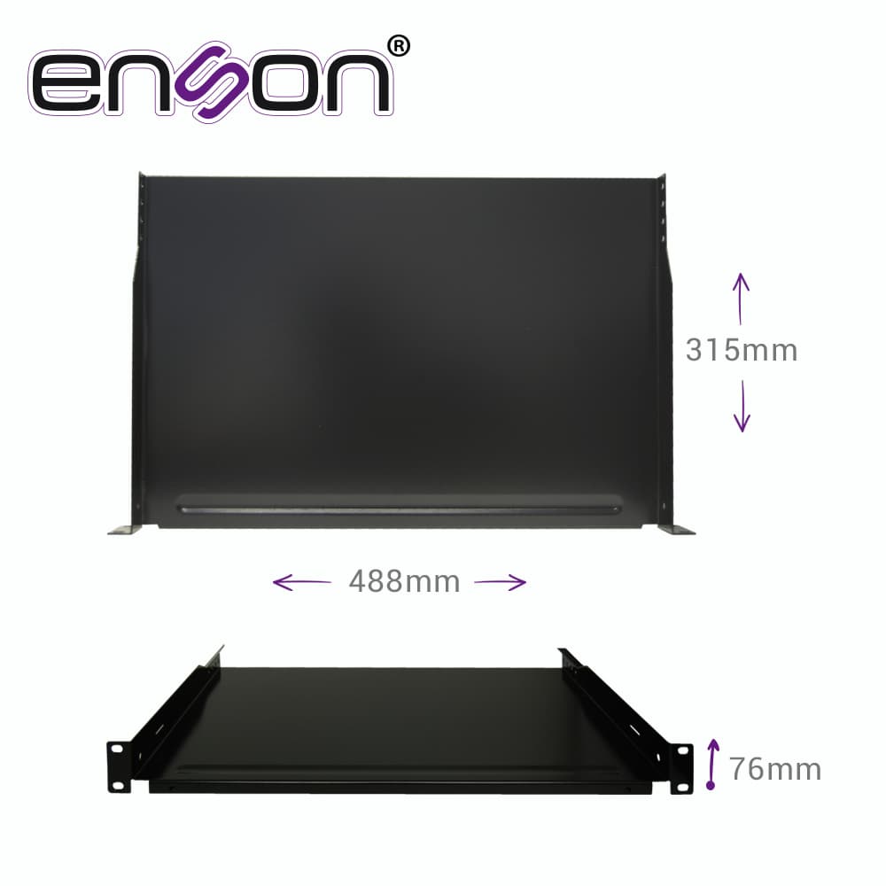 CHAROLA PARA RACK ENSON ENS-RTR1U FIJACION FRONTAL A DOS PUNTOS SOLIDA DE 1 UNIDAD DE RACK, COMPATIBLE CON RACKS Y GABINETES ENSON - Miniatura 5