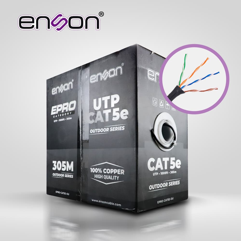 CABLE UTP CAT5E ENSON EPRO-CAT5E-OU FORRO PE 4 PARES CALIBRE 24 AWG 100% COBRE USO EXTERIOR BOBINA 1000 PIES 305 METROS
 - Miniatura 2