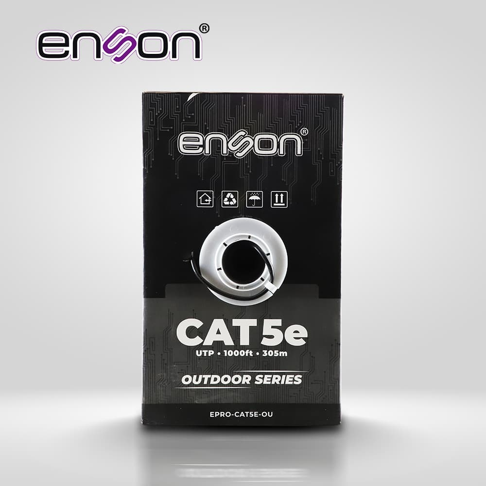 CABLE UTP CAT5E ENSON EPRO-CAT5E-OU FORRO PE 4 PARES CALIBRE 24 AWG 100% COBRE USO EXTERIOR BOBINA 1000 PIES 305 METROS
 - Miniatura 4