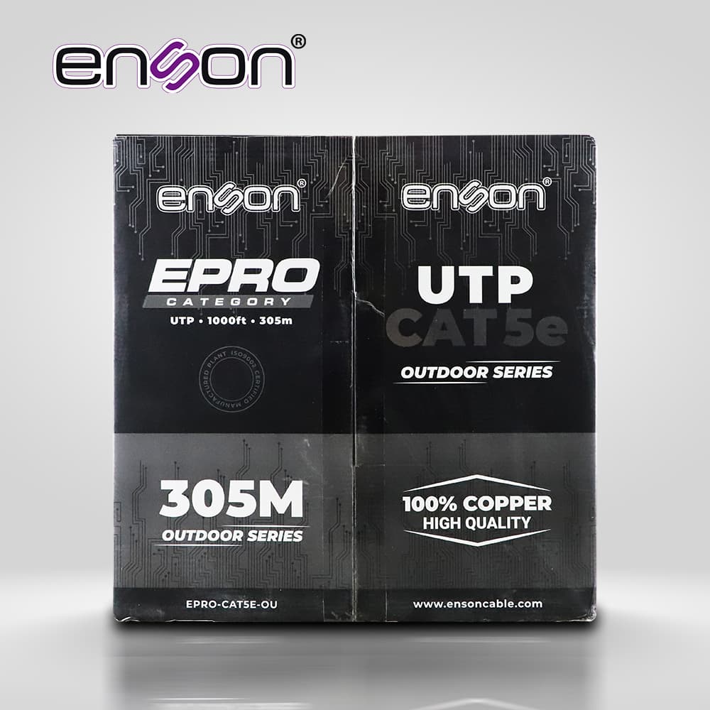 CABLE UTP CAT5E ENSON EPRO-CAT5E-OU FORRO PE 4 PARES CALIBRE 24 AWG 100% COBRE USO EXTERIOR BOBINA 1000 PIES 305 METROS
 - Miniatura 5
