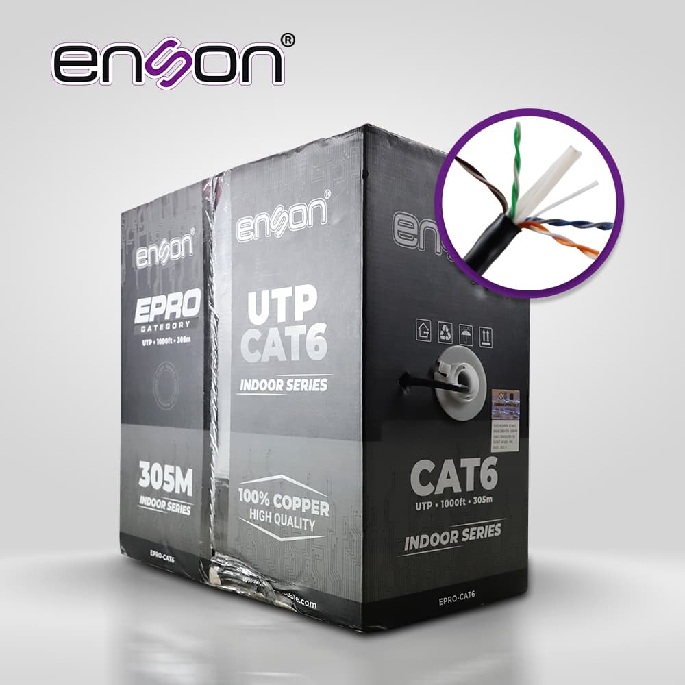 CABLE UTP CAT6 ENSON EPRO-CAT6 FORRO PVC 4 PARES CALIBRE 23 AWG 100% COBRE USO INTERIOR BOBINA 1000 PIES 305 METROS **CERTIFICACION UL**
 - Miniatura 2