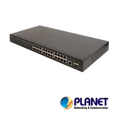 SWITCH 24 PUERTOS RJ45 GIGABIT ETHERNET 10/100/1000 MBPS / PLANET GS-4210-24T2S / 2 RANURAS MINI-GBIC / SFP 100/1000 MPBS / SWITCH ADMINISTRABLE / INTERFAZ DE CONSOLA RJ45 PARA ADMINISTRACION BASICA / SOPORTA VLAN / RECINTO DE METAL - Miniatura 4
