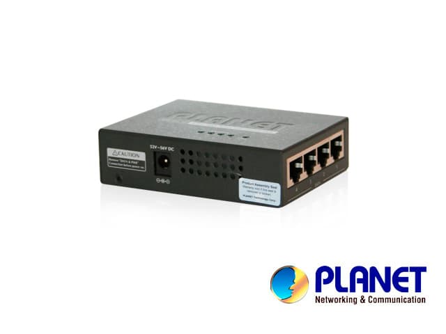 INYECTOR POE 4 PUERTOS / PLANET HPOE-460 / VELOCIDAD DE TRANSMISION 10/100/1000 MBPS / POE 802.3AT / 120W DE CONSUMO / RECINTO DE METAL. - Miniatura 2