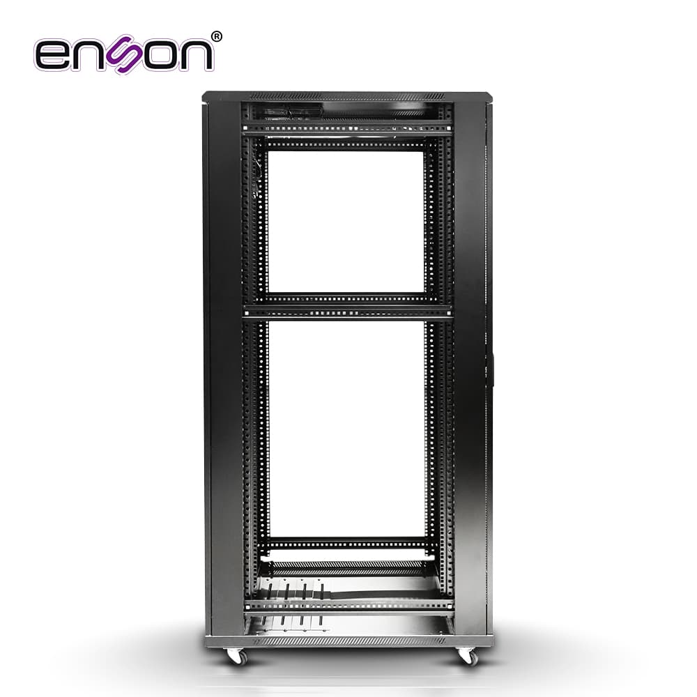 GABINETE DE PISO DESENSAMBLADO ENSON ENS-RGB42UD 42UR 600X1000MM PUERTA PRINCIPAL DE MALLA CON CERRADURA DE SEGURIDAD ABATIBLE PANELES LATERALES REMOVIBLES PUERTA TRASERA METALICA PARA TRABAJO Y POSTES AJUSTABLES - Miniatura 5