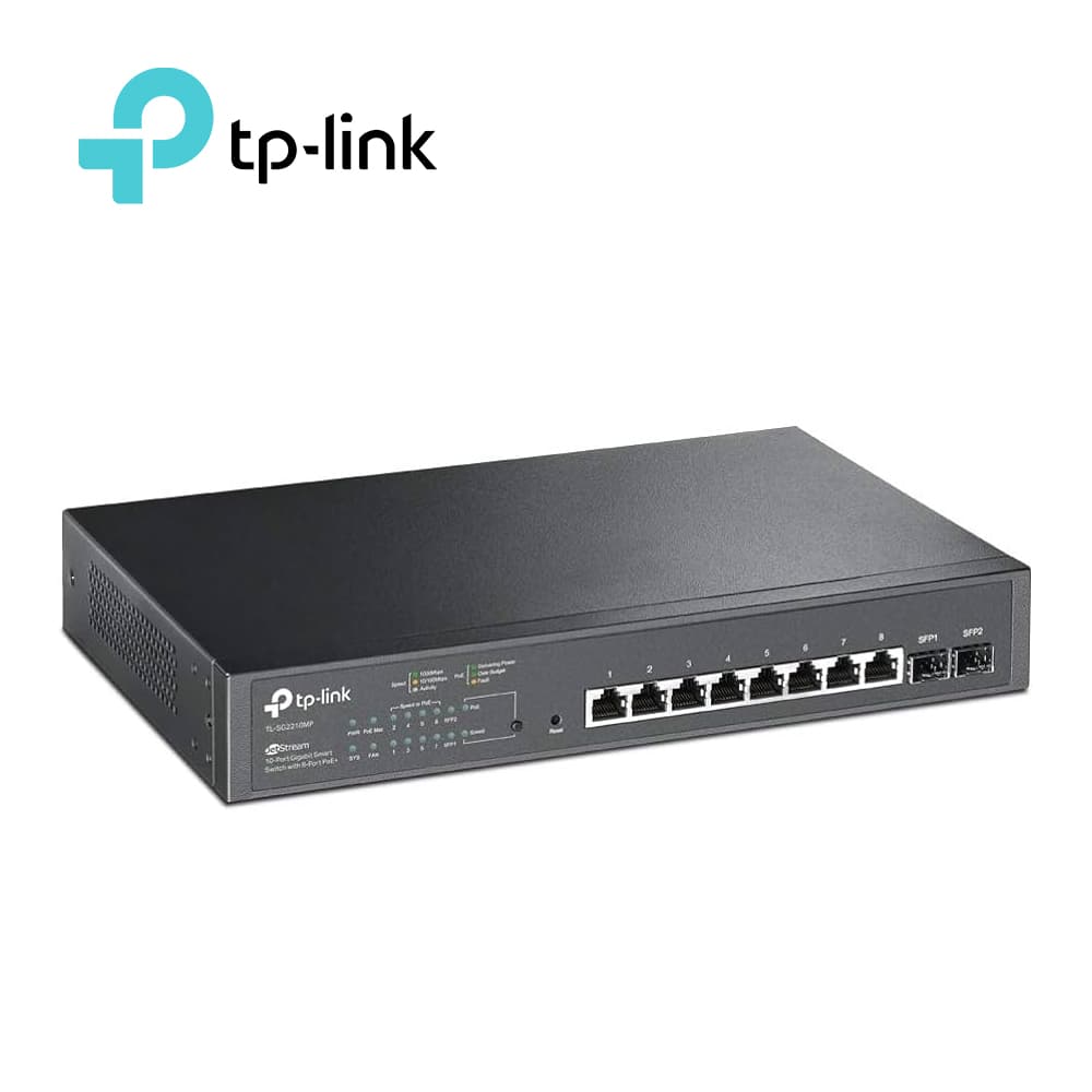 SWITCH POE JETSTREAM SDN ADMINISTRABLE TP-LINK SG2210MP / 8 PUERTOS POE AT/AF 150W 10/100/1000 MBPS + 2 PUERTOS PARA FIBRA OPTICA / MONTAJE EN RACK / CAPACIDAD DE CONMUTACION 20 GBPS - Miniatura 3