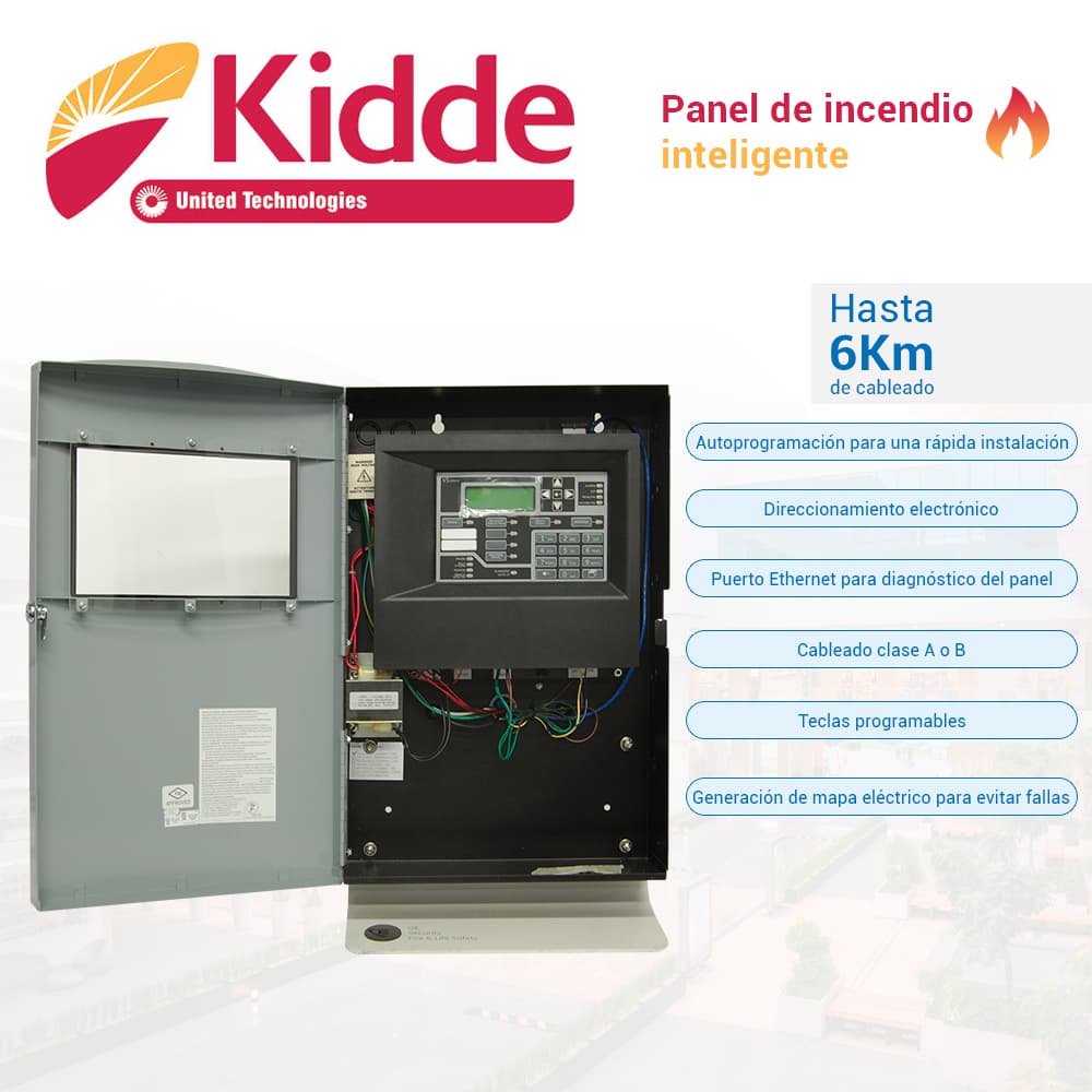 PANEL DE INCENDIO INTELIGENTE KIDDE VS1-G-SP / GRIS / VERSION EN ESPAÑOL, CON 1 LAZO DIRECCIONABLE CLASE A O B PARA HASTA 64 DISPOSITIVOS, 2 NAC CLASE B, ALIMENTACION 110/120 VCA, CAPACIDAD PARA 2 BATERIAS DE 12V 10AH - Miniatura 5