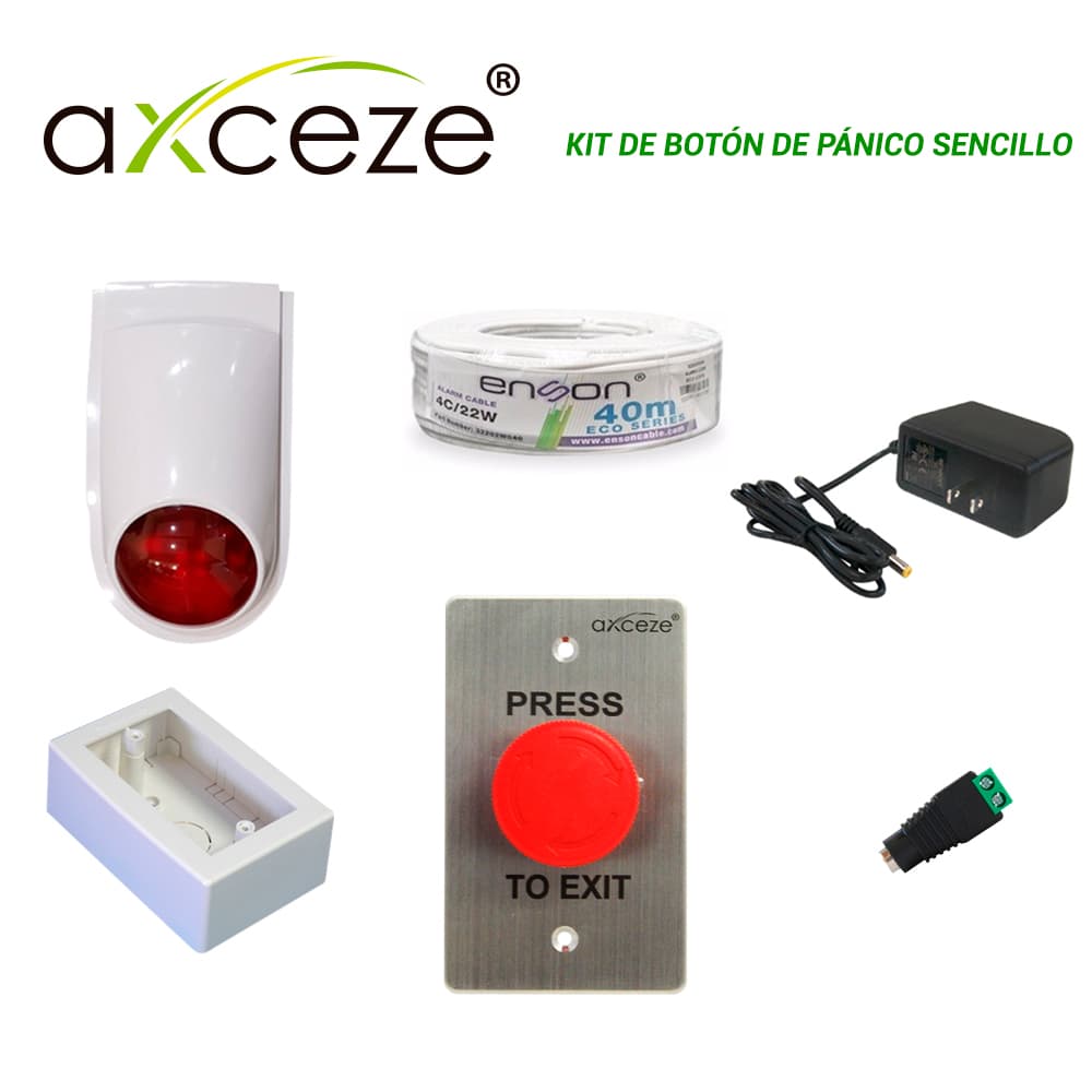 KIT DE BOTON DE PANICO SENCILLO CON 1x BOTON DE PARO O EMERGENCIA AX-L60 + 1x SIRENA-ESTROBO PAM-SL500 + 1x FUENTE DE PODER PS-1215 + 1x CABLE ALARMA ROLLO 32202W040 + 1x CONECTOR CORRIENTE ENS-FC01 + 1x TMK7902-02001  - Miniatura 2