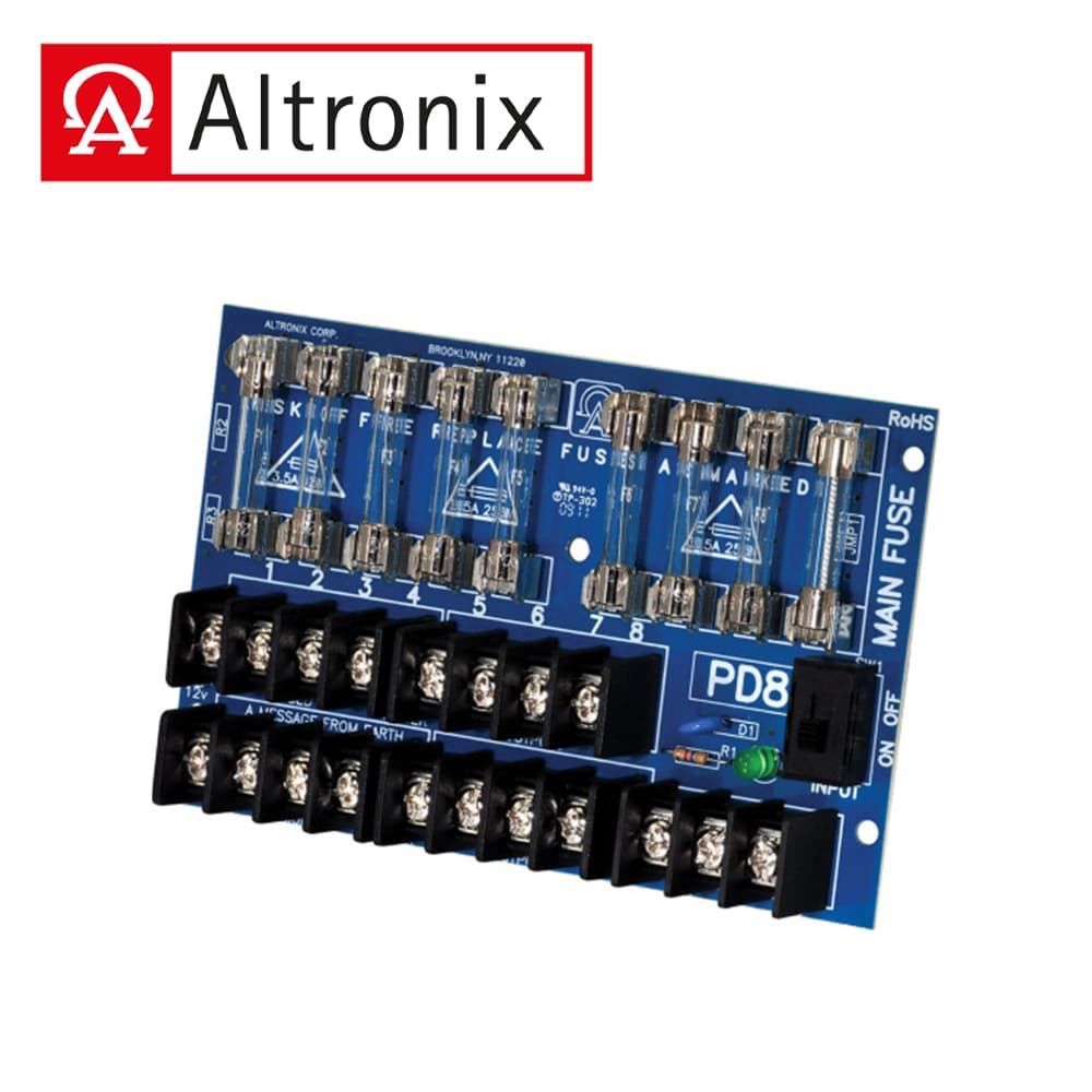 MODULO DISTRIBUIDOR DE ENERGIA / ALTRONIX PD8 / 8 SALIDAS CON FUSIBLE HASTA 28 VCA O VCC/SUPERVISION DE SOBRETENSIONES - Miniatura 2