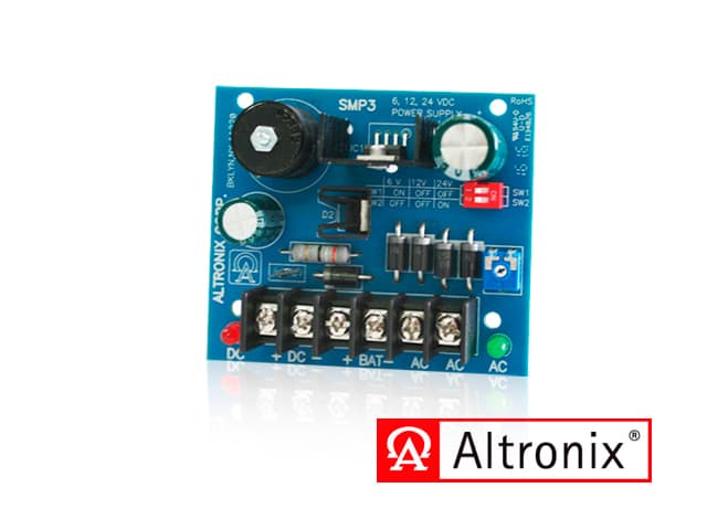 FUENTE DE ALIMENTACION/CARGADOR ALTRONIX SMP3 CONVIERTE LA ENTRADA DE AC DE BAJO VOLTAJE EN 6VCD, 12VCC O 24VCC A 2.5A DE CORRIENTE DE SUMINISTRO CONTINUO. ESTA FUENTE DE USO GENERAL TIENE UNA AMPLIA GAMA DE APLICACIONES PARA CONTROL DE ACCESO, SEGUR - Miniatura 2