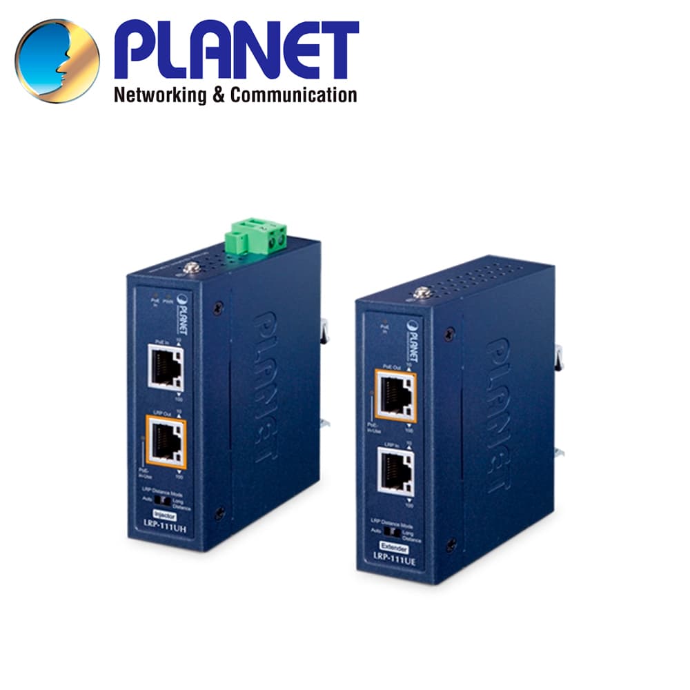 KIT EXTENSOR INDUSTRIAL POE++ PLANET LRP-111U-KIT / 1 INYECTOR LRP-111UH + 1 EXTENSOR LRP-111UE / PUERTOS RJ45 POE BT 10/100MBPS / BUDGET POE 60W / HASTA 800 METROS / TEMPERATURA OPERACION -40 - 75 GRADOS CELSIUS - Miniatura 2