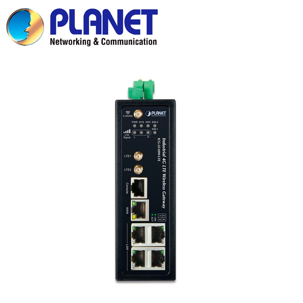ROUTER CELULAR 4G LTE INDUSTRIAL PLANET ICG-2510W-LTE-US / 2 SLOTS MINI SIM / 2 ANTENAS EXTERNAS 5DBI PARA LTE / 4 PUERTOS LAN RJ45 10/100/1,000MBPS / 1 PUERTO WAN RJ45 10/100/1,000MBPS / 1 PUERTO CONSOLA / 1 ANTENA WIFI 11DBI DOBLE BANDA (2.4 Y 5GHZ - Miniatura 3