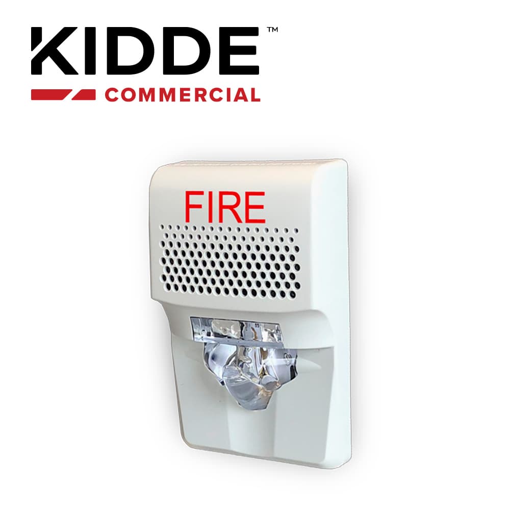 SIRENA CON ESTROBO LED KIDDE EG1AVWF DE 24 VDC 55 MA PARA PARED BLANCO COMPATIBLE CON LOS PANELES VS1 Y VS4 (TRABAJA CON PANELES DE TERCEROS A 24VDC) - Miniatura 2