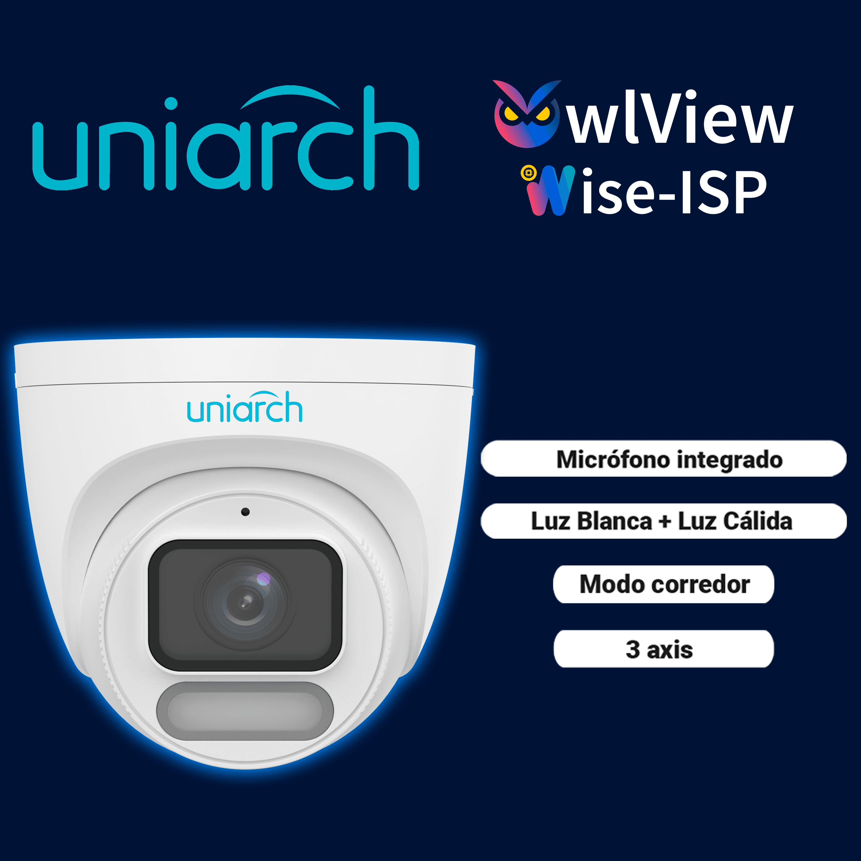 CAMARA IP TURRET OWLVIEW UNIARCH IPC-T242-ADF28K-WP / 2MP / LENTE 2.8MM / WDR120DB / LUZ-BLANCA+LUZ-CALIDA30M / MICROSD512GB / MICROFONO-INTEGRADO / ULTRA-MOTION-DETECTION / POE-AF / ONVIF / 3-AXIS / IP67 / METAL+PLASTICO / ULTRA265 / SERIE HALO / MO - Miniatura 2