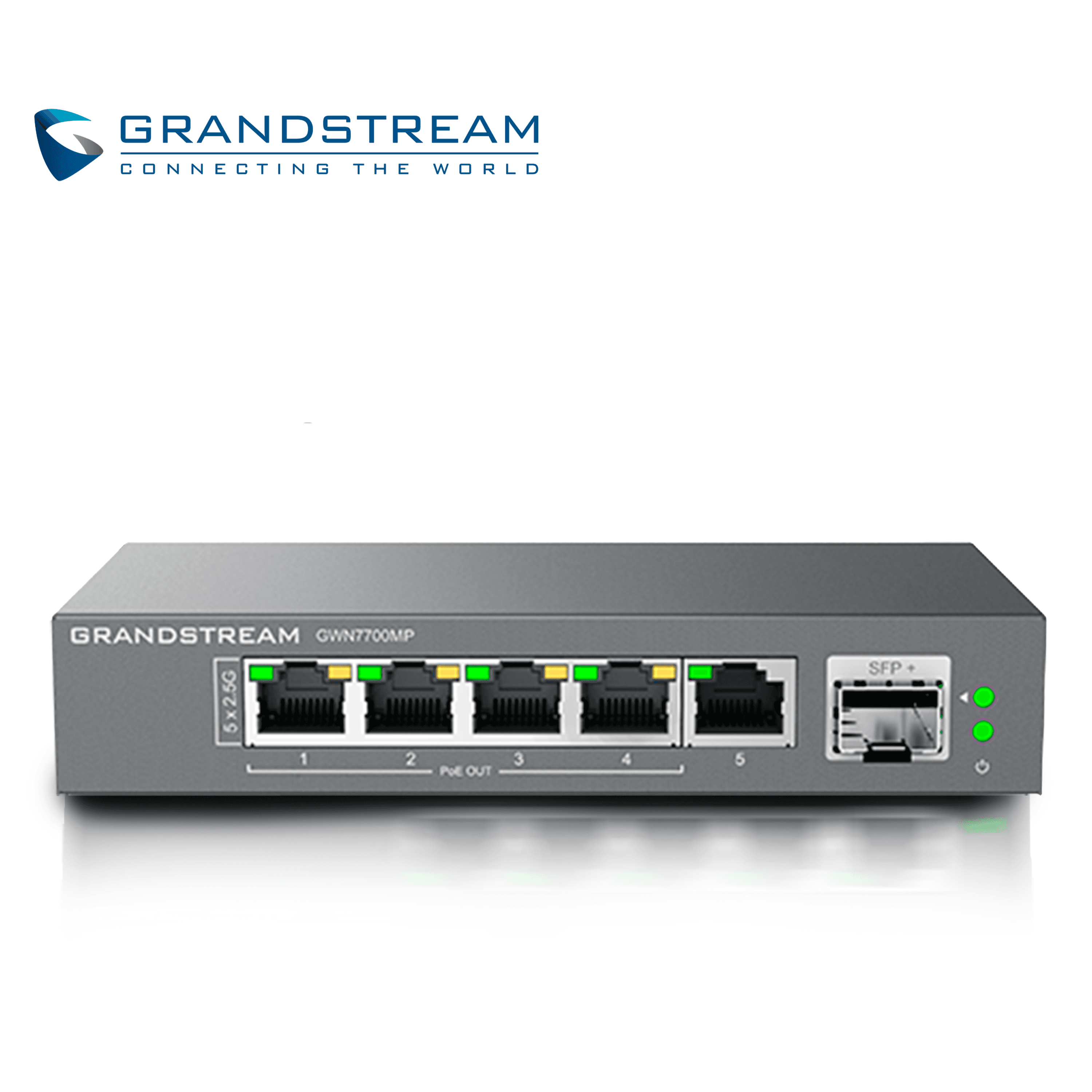 SWITCH NO ADMINISTRABLE POE+ GRANDSTREAM GWN7700MP / 5 PUERTOS 10/100/1,000/2,500MBPS / 4 PUERTOS POE+ AF/AT / 1 PUERTO SFP+ 10GBPS / MONTAJE ESCRITORIO/PARED / ALIMENTACION 53.5VCD/1.22A / METALICO - Miniatura 2
