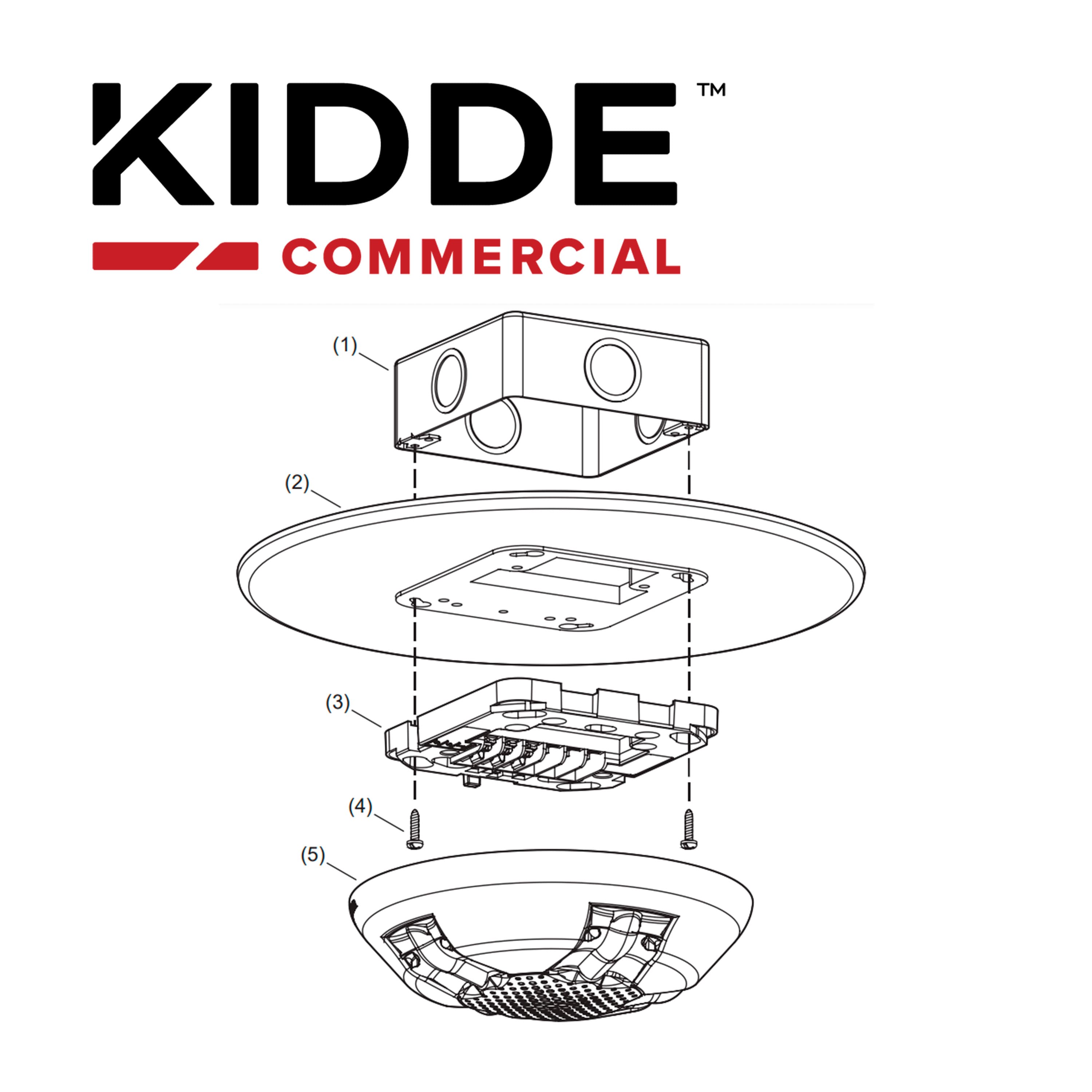 SIRENA CON ESTROBO DE TECHO, 15-115 CD, MARCA KIDDE, EGCAVRF, ROJA, CON LA PALABRA FIRE. PLACA DE CABLEADO INCLUIDA. - Miniatura 4