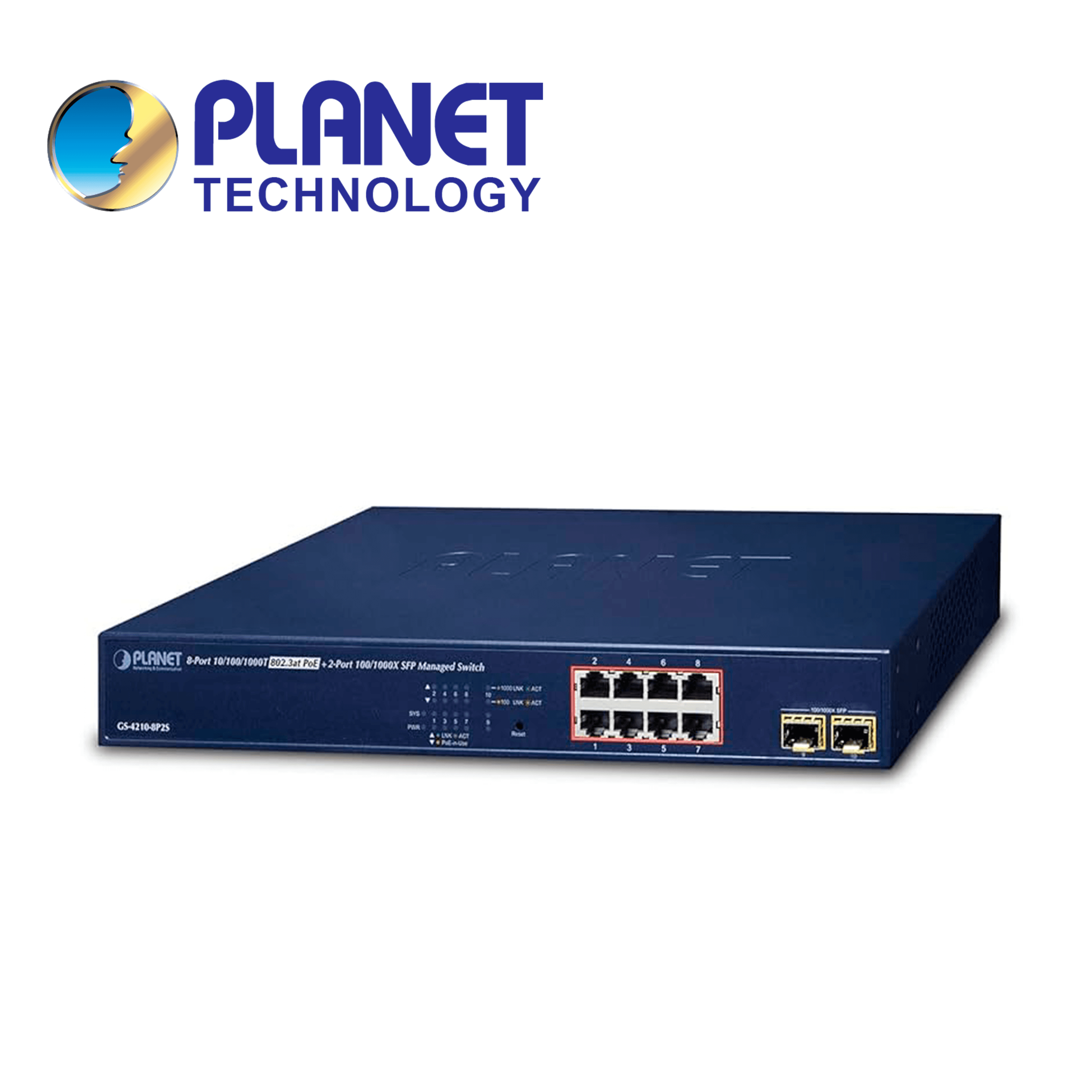 SWITCH ADMINISTRABLE L2/L4 GS-4210-8P2S PLANET / 8 PUERTOS RJ45 10/100/1,000 MBPS POE AF/AT / 2 PUERTOS SFP 100/1,000 MBPS / 140 WATTS / CYBERSEGURIDAD / ERPS RING / CLOUDVIEWER APP / MONTAJE EN RACK - Miniatura 3