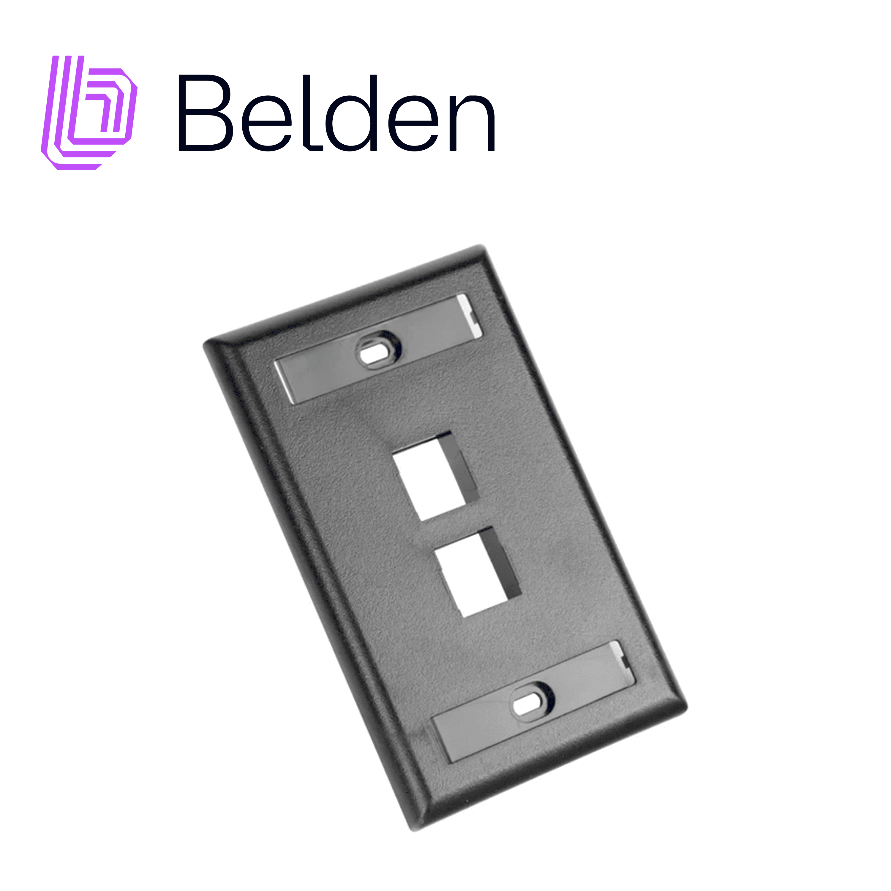 PLACA DE PARED (FACEPLATE) BELDEN AX104161 / INTERIOR / NEGRO / 2 PUERTOS / PIEZA
 - Miniatura 2